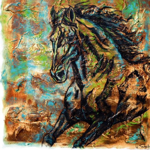 Modern abstract horse painting by Kerstin Tschech